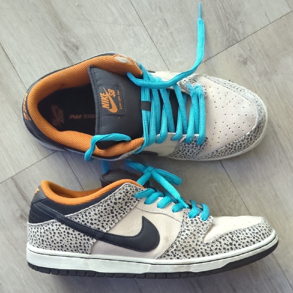 Nike SB Dunk Low Cream and Black with Blue Accents